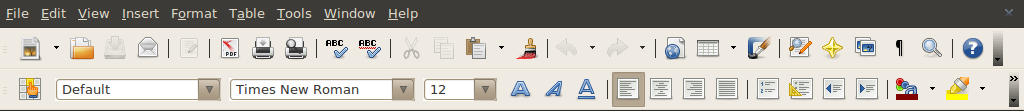 Standard Toolbars of OpenOffice Writer