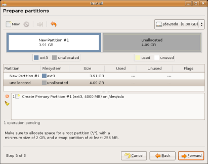 Ubuntu Linux installation - highlight the second Ubuntu Linux partition