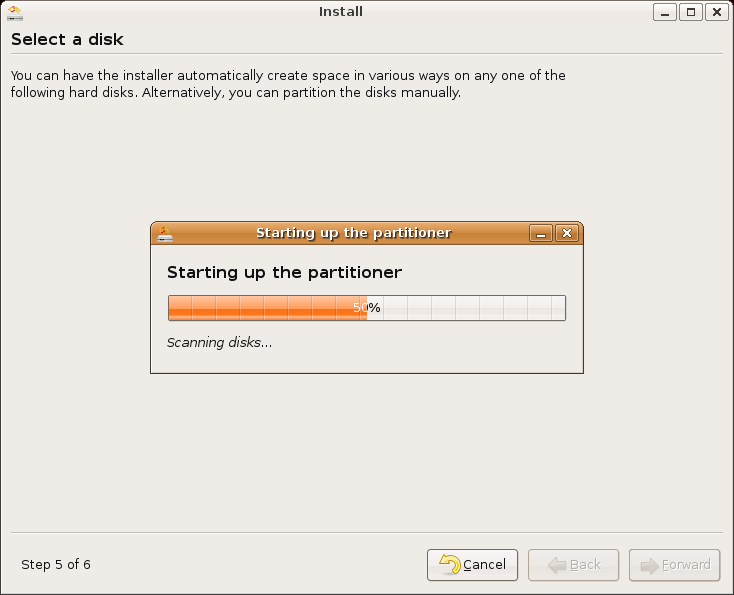Ubuntu Linux installation - installing the partitioner