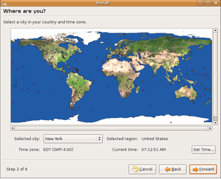 Ubuntu Linux installation - Choosing a timezone for your Linux installation